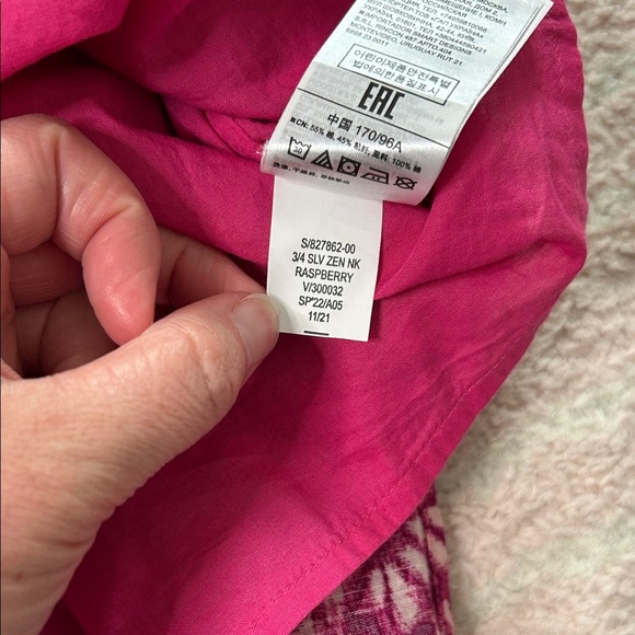 GAP Magenta Pink Floral Print Dress 3/4 Sleeves Size Medium Cotton Blend Midi - Picture 11 of 11